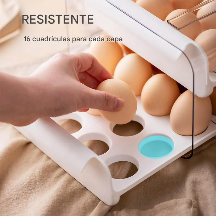 ORGANIZADOR HUEVOS HUEVERA DISPENSADOR DE HUEVOS 32 UNIDAD BLANCO