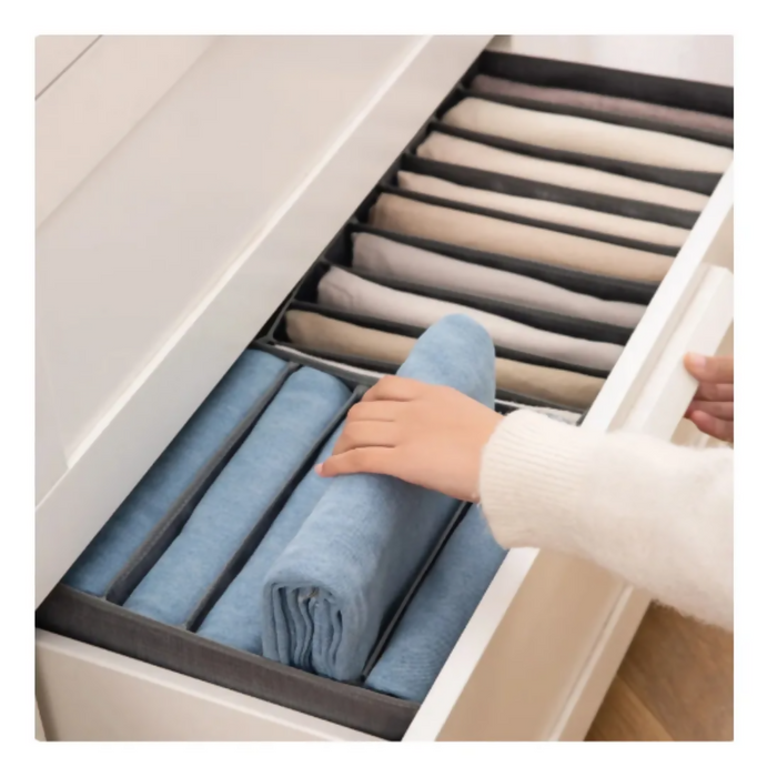 ORGANIZADOR PARA ROPA CAMISAS PANTALONES 7 DIVISIONES GRIS