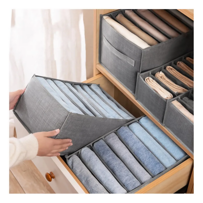 ORGANIZADOR PARA ROPA CAMISAS PANTALONES 7 DIVISIONES GRIS
