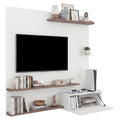 Panel de Tv Henry, Blanco Duqueza y Avellana, con Espacio Para Televisor de Hasta 65"