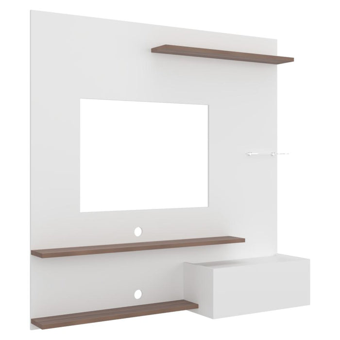 Panel de Tv Henry, Blanco Duqueza y Avellana, con Espacio Para Televisor de Hasta 65"