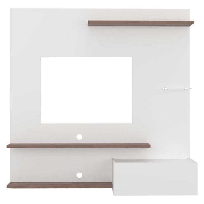 Panel de Tv Henry, Blanco Duqueza y Avellana, con Espacio Para Televisor de Hasta 65"