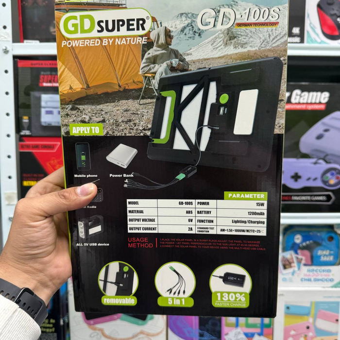 PANEL SOLAR DE BATERIA INTEGRADA RECARGABLE CARGA RÁPIDA 15W