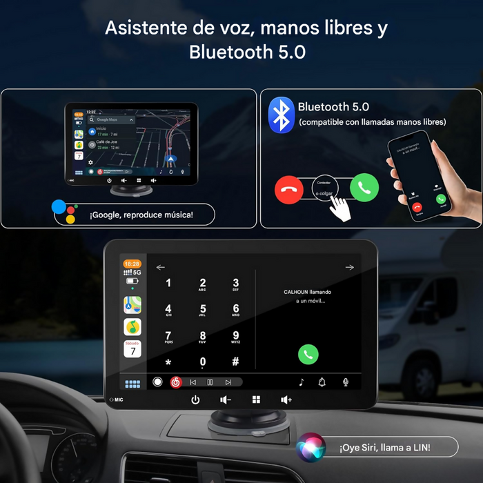 PANTALLA TÁCTIL CARRO APPLE CAR PLAY ANDROID AUTO WIFI BT