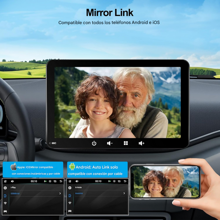 PANTALLA TÁCTIL CARRO APPLE CAR PLAY ANDROID AUTO WIFI BT
