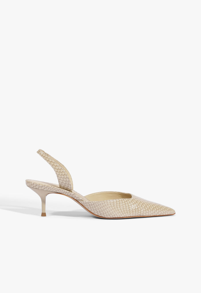 Paola Mid Leather Pump 5 Pale Khaki Leather - Schutz Shoes