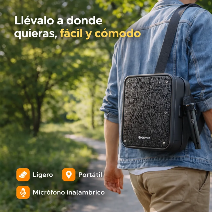 PARLANTE PORTÁTIL BLUETOOTH PERIFONEO KARAOKE MICRÓFONO 30W NEGRO