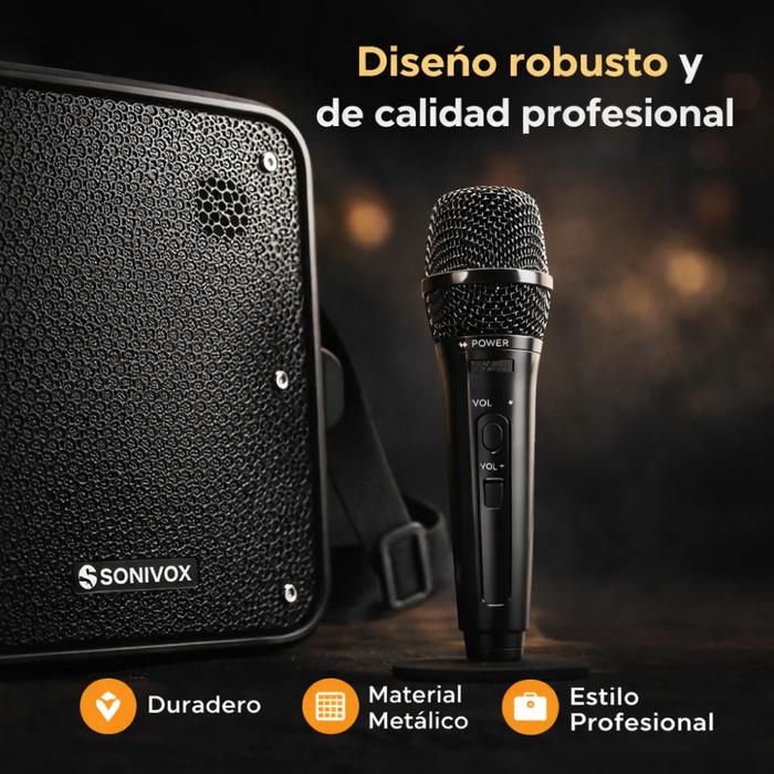 PARLANTE PORTÁTIL BLUETOOTH PERIFONEO KARAOKE MICRÓFONO 30W NEGRO