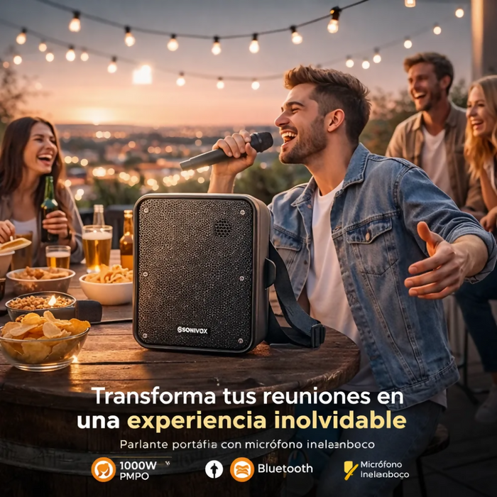 PARLANTE PORTÁTIL BLUETOOTH PERIFONEO KARAOKE MICRÓFONO 30W NEGRO