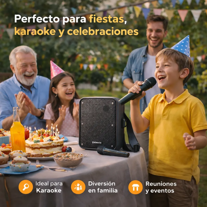 PARLANTE PORTÁTIL BLUETOOTH PERIFONEO KARAOKE MICRÓFONO 30W NEGRO