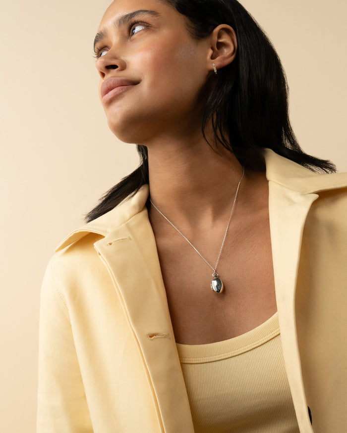 Sterling Silver Petite Anna Locket Necklace on Silver Chain
