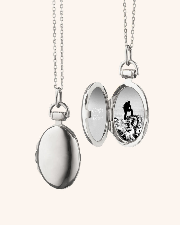 Sterling Silver Petite Anna Locket Necklace on Silver Chain