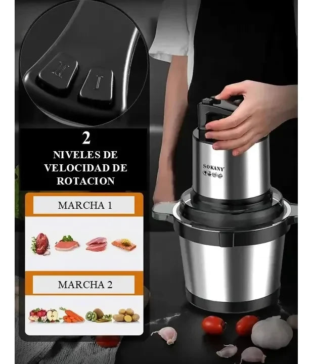 PICADOR MOLINILLO ELÉCTRICO CARNE 800W 4L ACERO INOXIDABLE