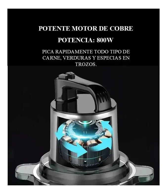 PICADOR MOLINILLO ELÉCTRICO CARNE 800W 4L ACERO INOXIDABLE