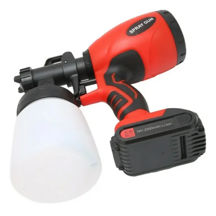 PISTOLA COMPRESOR PINTURA PINTAR RECARGABLE DOBLE BATERÍA NARANJA