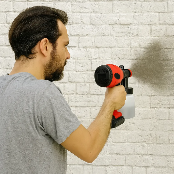 PISTOLA COMPRESOR PINTURA PINTAR RECARGABLE DOBLE BATERÍA NARANJA