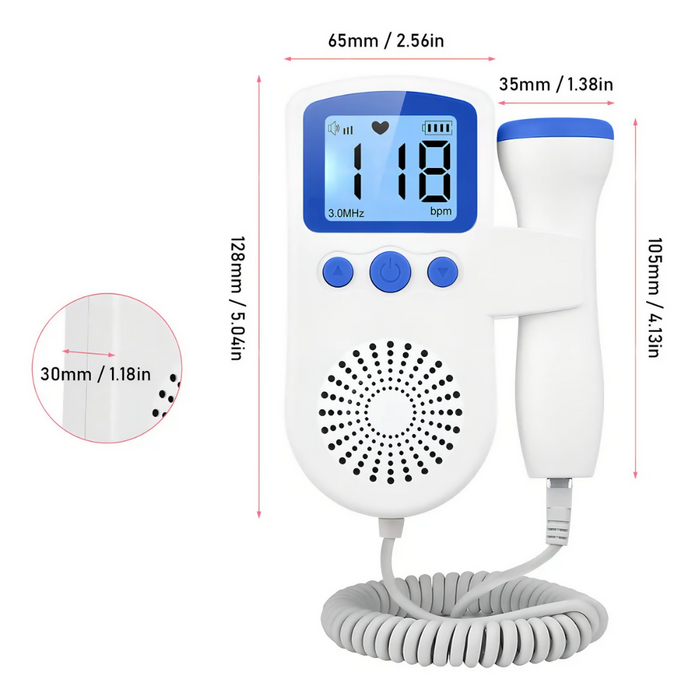 PULSÓMETRO DOPPLER PARA BEBÉS Y EMBARAZADAS COLOR AZUL