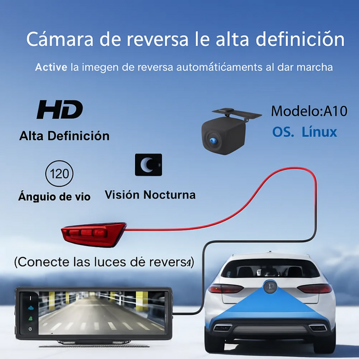 RADIO PANTALLA CARRO CAR PLAY 10 PULGADAS CÁMARA TRASERA HD NEGRO
