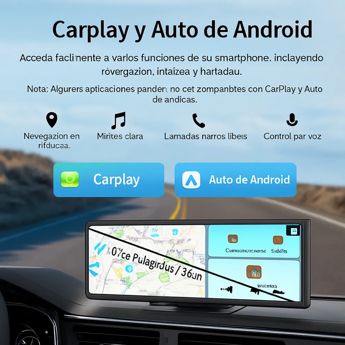 RADIO PANTALLA CARRO CAR PLAY 10 PULGADAS CÁMARA TRASERA HD NEGRO