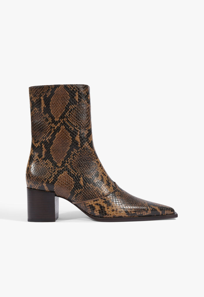 Raffaela Mid Leather Bootie 5 Animal Print Snake - Schutz Shoes