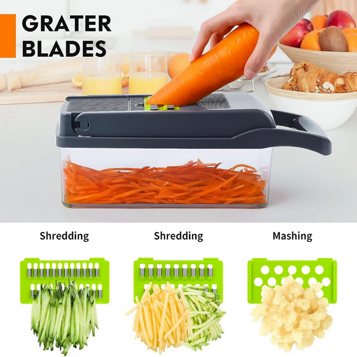 RALLADOR DE VERDURAS Y VEGETALES MULTIFUNCIONAL 16 EN 1
