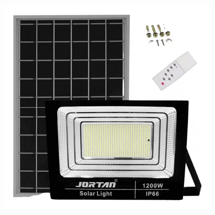 REFLECTOR SOLAR 1200W CONTROL REMOTO SENSOR DE OSCURIDAD JORTAN