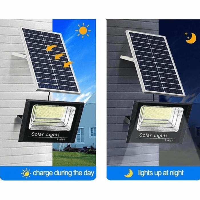 REFLECTOR SOLAR 1200W CONTROL REMOTO SENSOR DE OSCURIDAD JORTAN