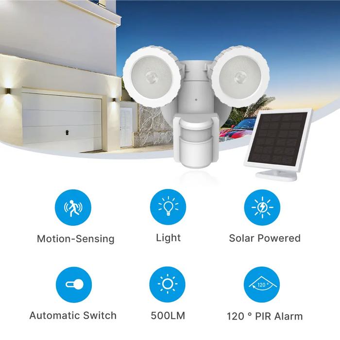 REFLECTOR SOLAR ARTICULADO SENSOR AJUSTABLE 120° LUZ BLANCA
