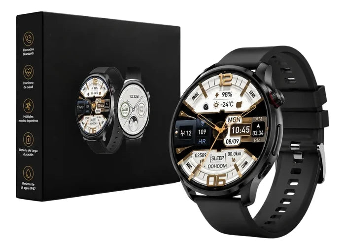RELOJ INTELIGENTE SMARTWATCH PREMIUM DOBLE PULSO CUERO H18