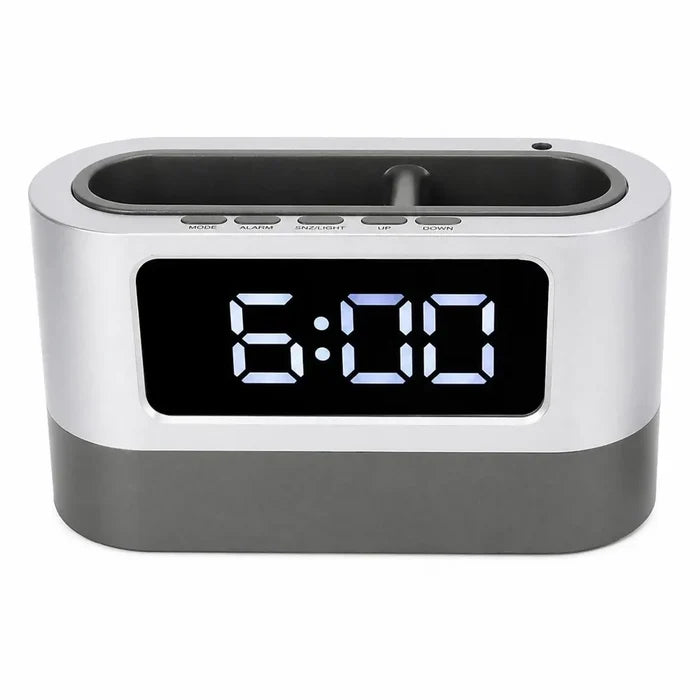 RELOJ MESA PANTALLA DIGITAL PORTA LAPICEROS MULTIFUNCIONAL MODERNO OFICINA