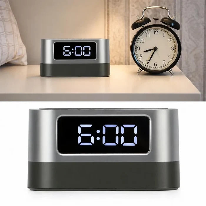 RELOJ MESA PANTALLA DIGITAL PORTA LAPICEROS MULTIFUNCIONAL MODERNO OFICINA