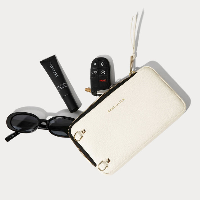 Remi Magnet Wallet Crossbody Phone Case Pouch Set - Ivory/Chrome Gold