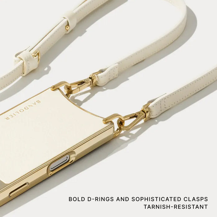 Remi Magnet Wallet Crossbody Phone Case Pouch Set - Ivory/Chrome Gold
