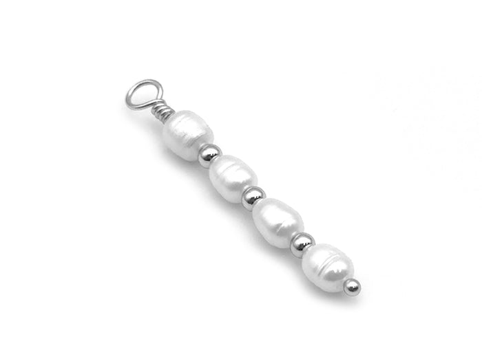 Silver / 4 pearls with bead