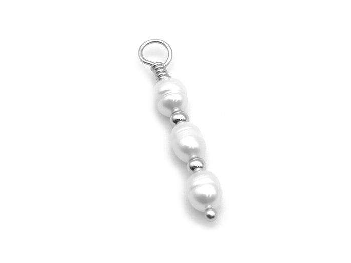 Silver / 3 pearls with bead