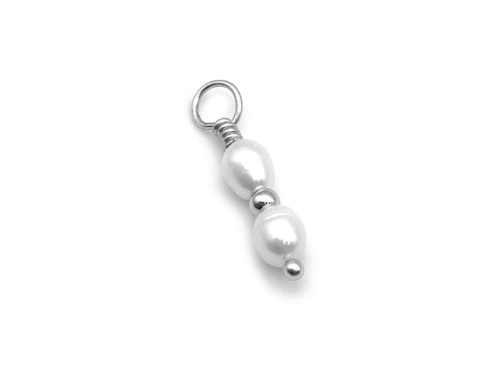 Silver / 2 pearls with bead