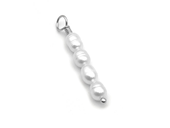 Silver / 4 pearls no bead
