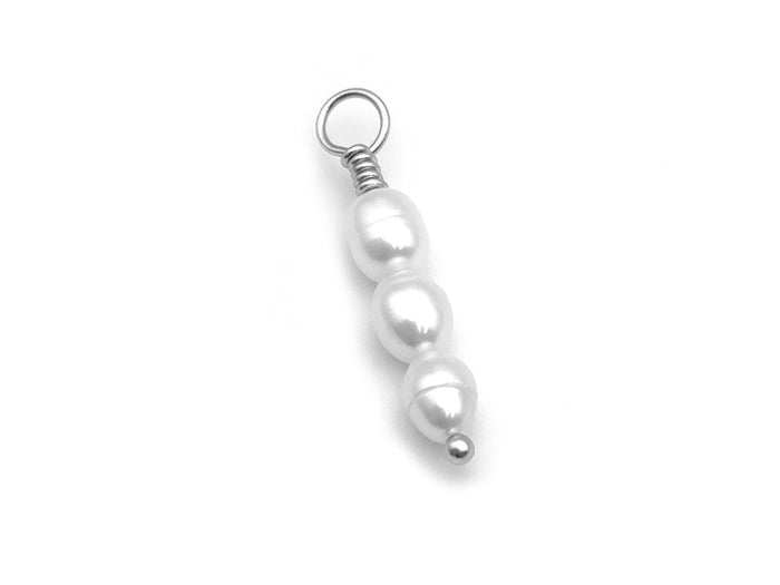 Silver / 3 pearls no bead