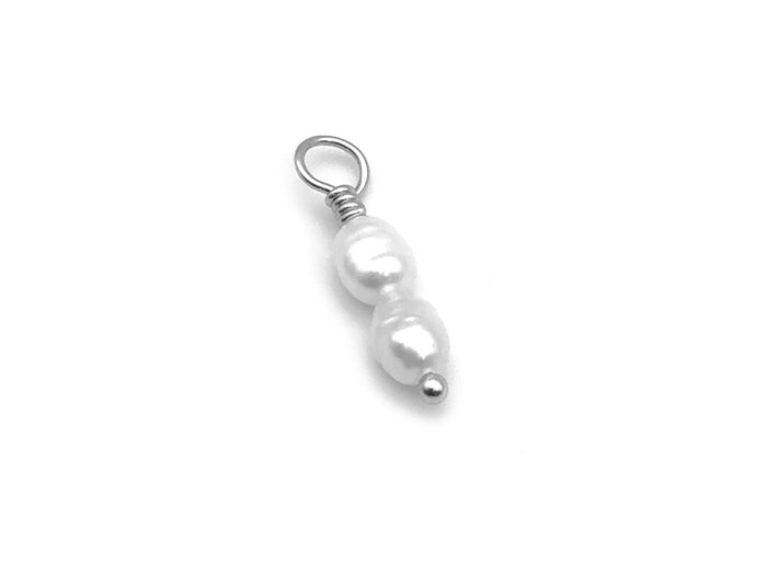 Silver / 2 pearls no bead