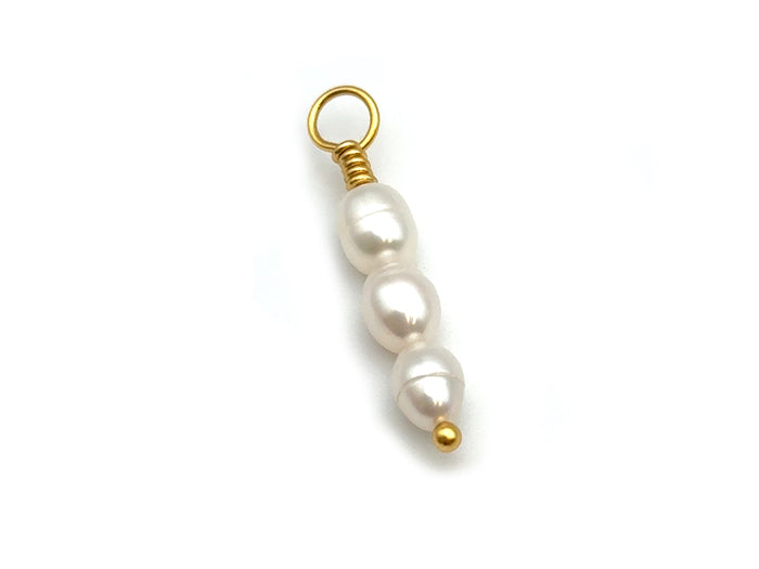 Gold / 3 pearls no bead