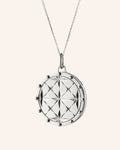 Sterling Silver Round Mosaic Half Locket
