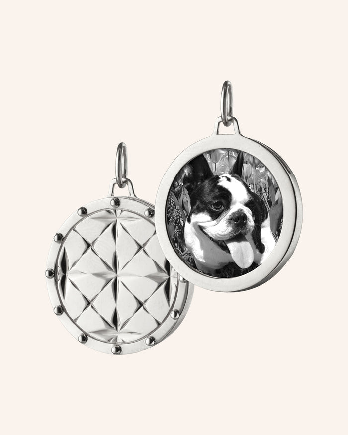 Round Mosaic Half Locket on a Silver Chain