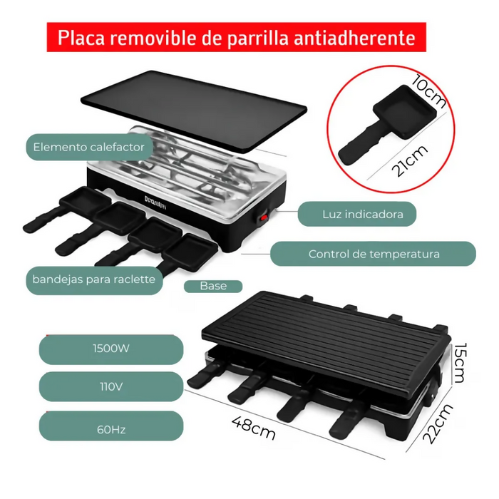 SARTÉN ELÉCTRICA PARRILLA ASADOR PLANCHA GRILL ANTIADHERENTE NEGRO 110V