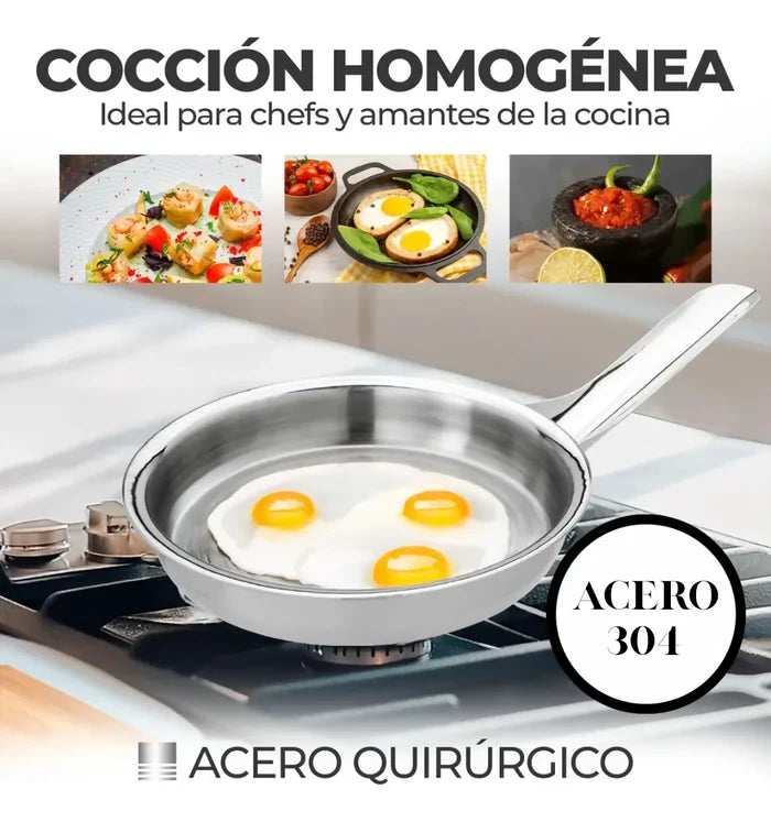 SARTÉN HUEVOS 15CM ACERO QUIRÚRGICO 18/10 CON TAPA PREMIUM