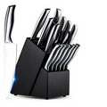 Set Cuchillos Cocina 15 Piezas Acero Inoxidable Base Madera