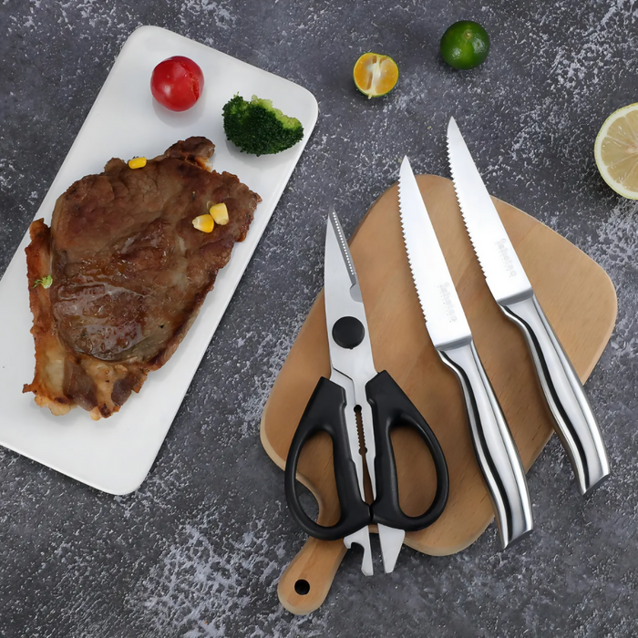 Set Cuchillos Cocina 15 Piezas Acero Inoxidable Base Madera
