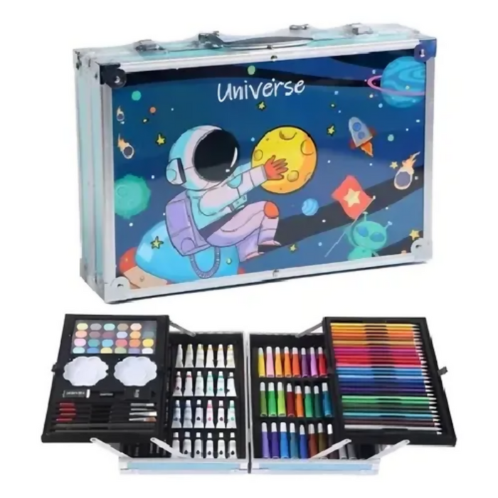 SET DE ARTES PROFESIONAL PARA NIÑOS KIT DE PINTURA 145 PCS AZUL