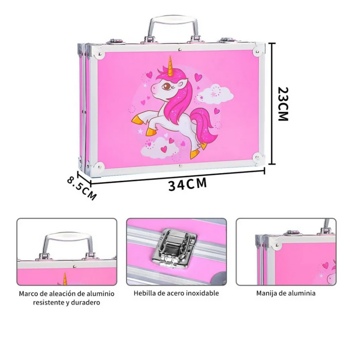 SET DE ARTES PROFESIONAL PARA NIÑOS KIT DE PINTURA 145 PCS ROSADO