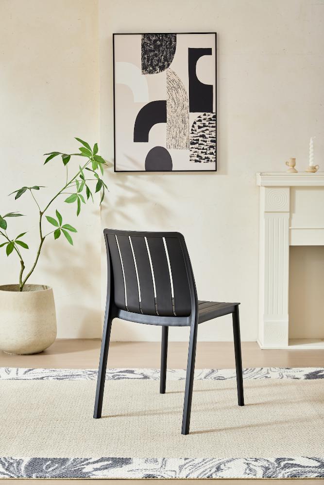 SILLA ALICE, COLOR NEGRO, CON ESPALDAR Y DISEÑO MINIMALISTA