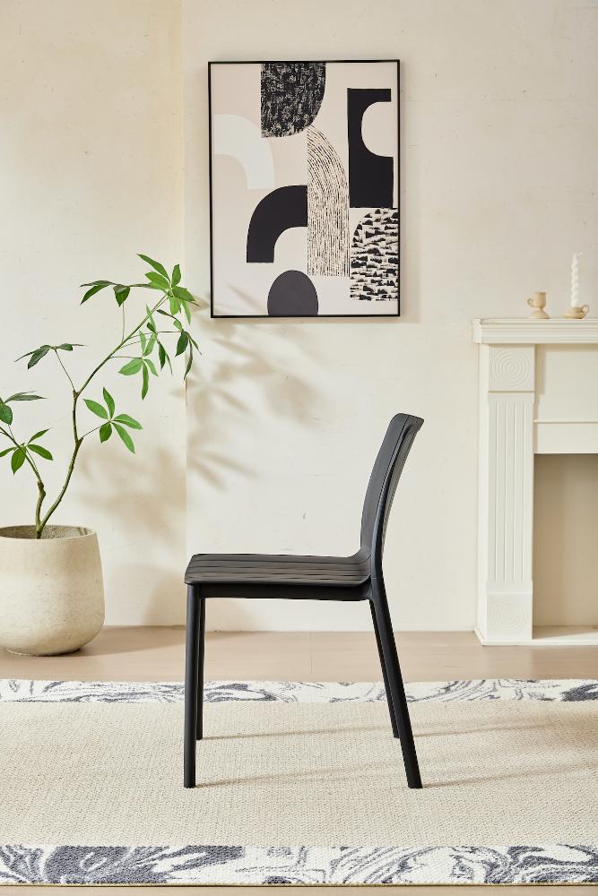SILLA ALICE, COLOR NEGRO, CON ESPALDAR Y DISEÑO MINIMALISTA